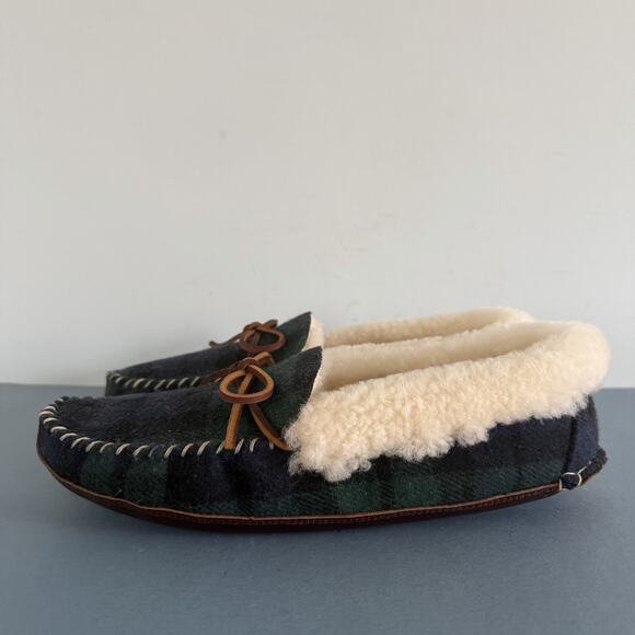 Polo Ralph Lauren Yarmond Slippers Shearling Lined Blackwatch Plaid NWOB Mens 9 - Picture 8 of 11
